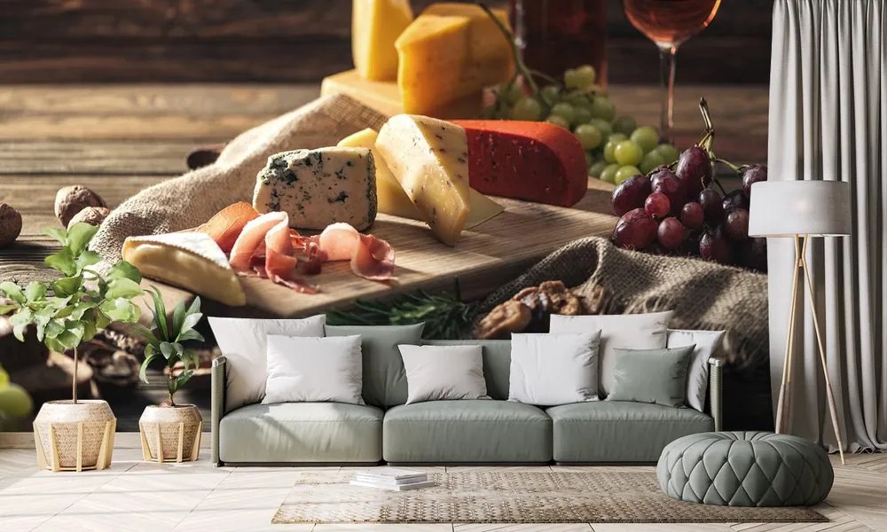 Carta da parati – Variazioni di formaggio su tavola