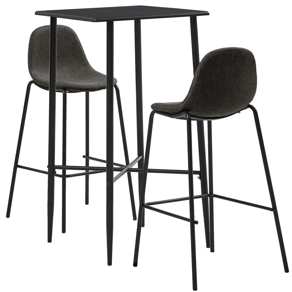 Set Da Bar 3 Pz İn Tessuto Grigio Scuro /