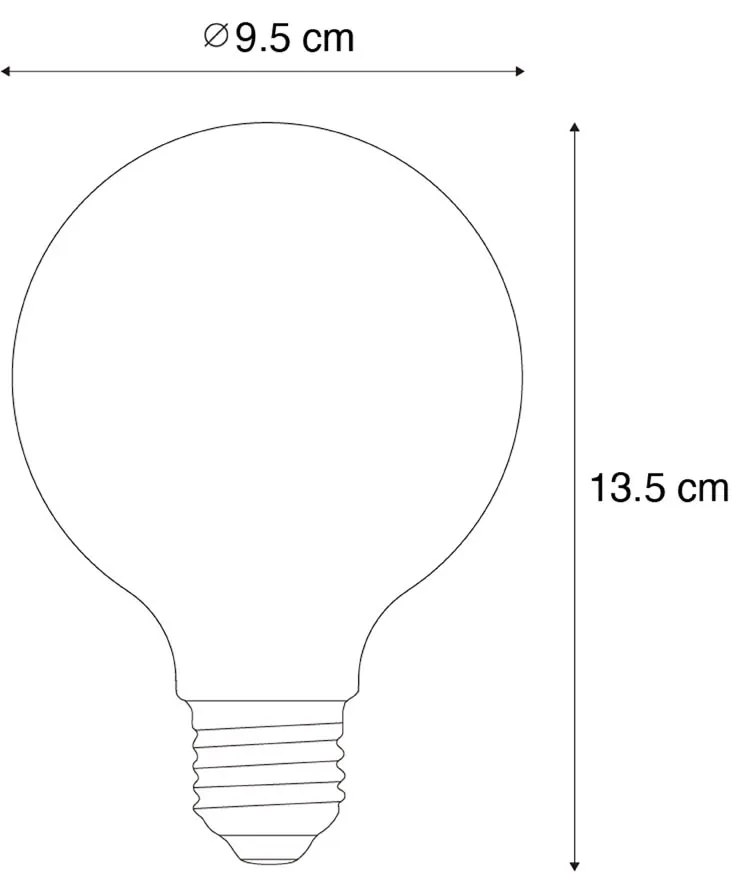 Set di 5 LED E27 dimmerabile a filamento a spirale G95 4W 270LM 2700K
