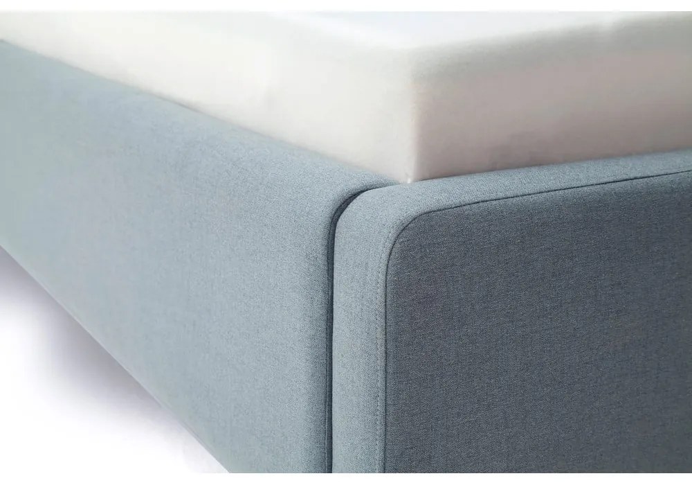 Letto matrimoniale imbottito blu polveroso con contenitore con rete inclusa 180x200 cm Mattis – Meise Möbel