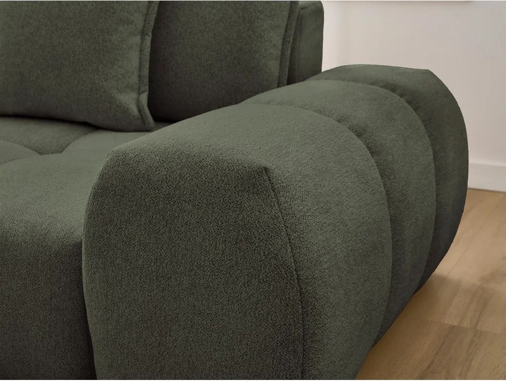 Divano angolare verde allungabile e con contenitore (penisola a sinistra/chaise lounge) con rivestimento in ciniglia Everest – Bobochic Paris