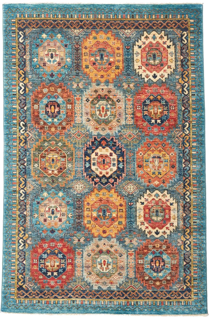 Samarkand Tappeto 130x190 Blu (Pakistan) Annodato A Mano