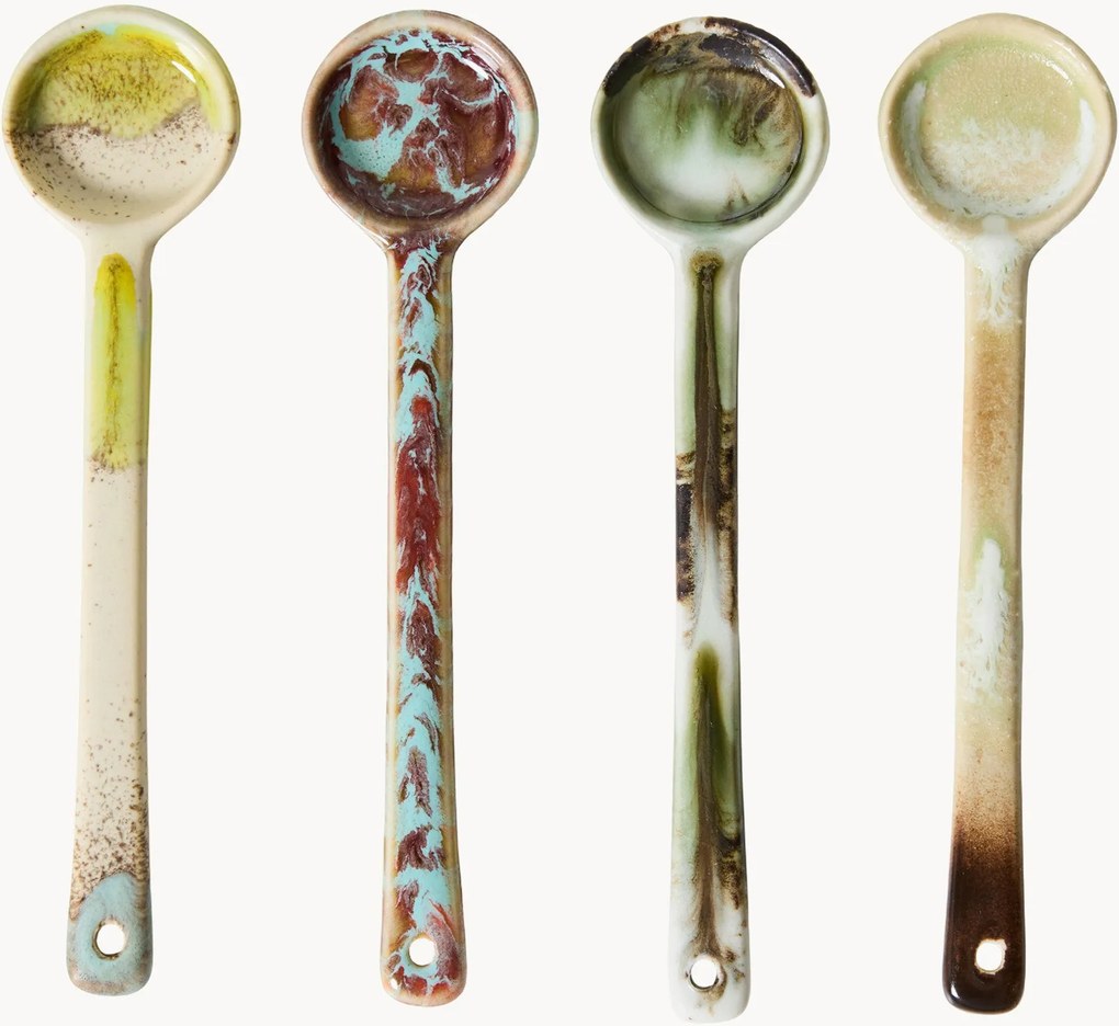 Set di 4 cucchiai fatti a mano con smalto reattivo 70's