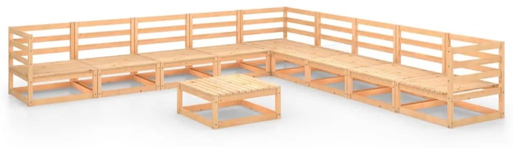 Set Divani da Giardino 10 pz in Legno Massello di Pino