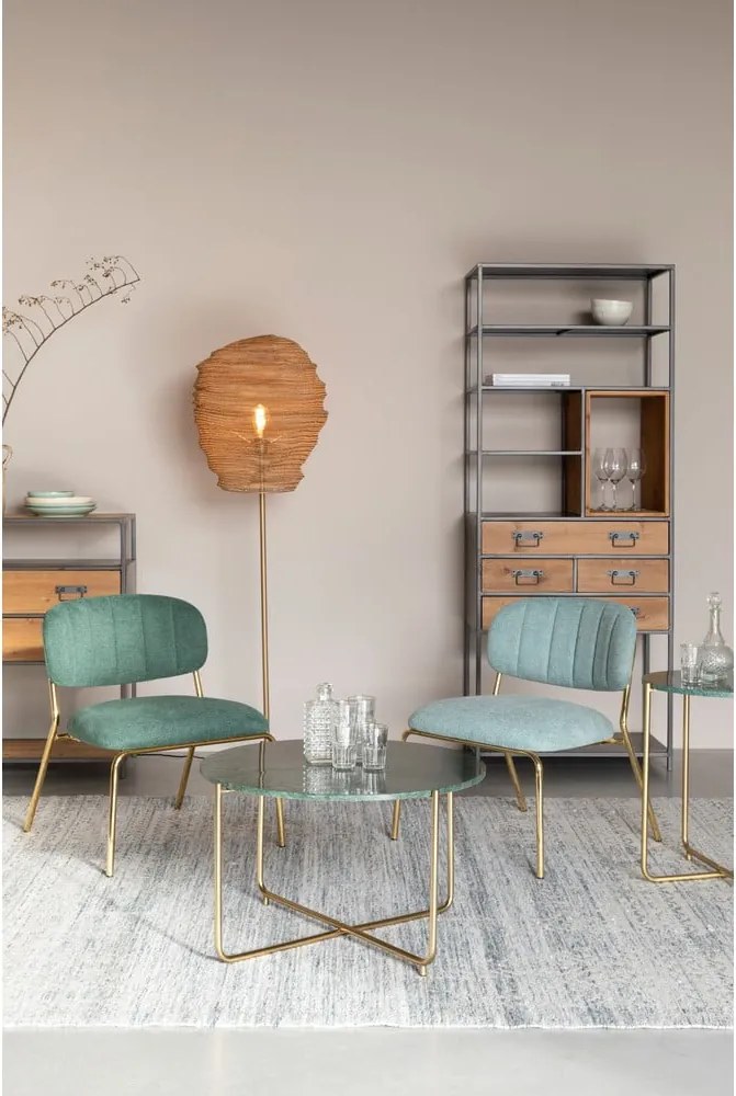 Tavolino da salotto rotondo verde/dorato con piano in marmo ø 70 cm Timpa – White Label