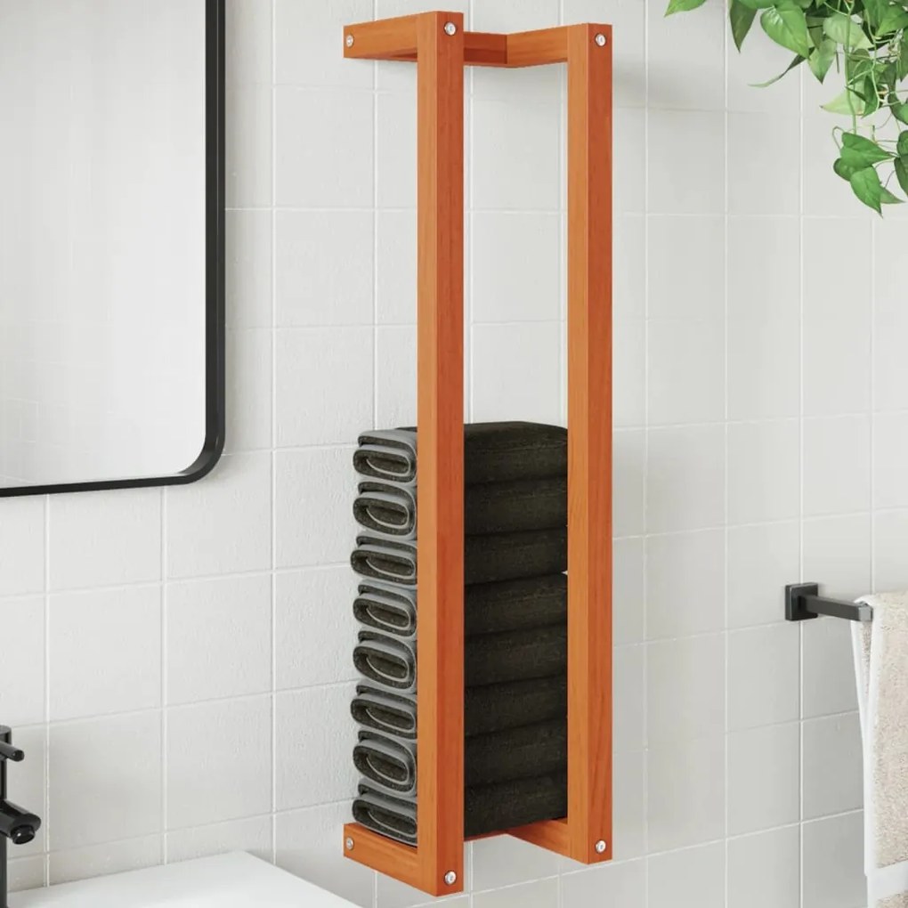 Portasciugamani Marrone Cera 23x18x90 Cm Legno Massello Di Pino /