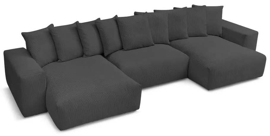 Divano angolare grigio con rivestimento in velluto a coste Voltaire – Bobochic Paris