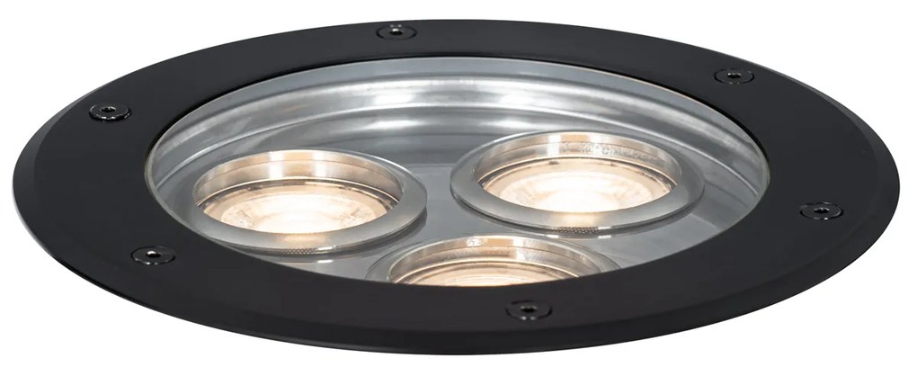 Faretto da terra moderno nero 3 luci IP65 - Tribus