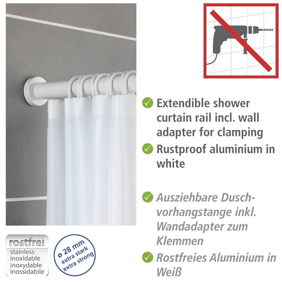 Asta da bagno telescopica bianca, lunghezza 110-185 cm Luz - Wenko