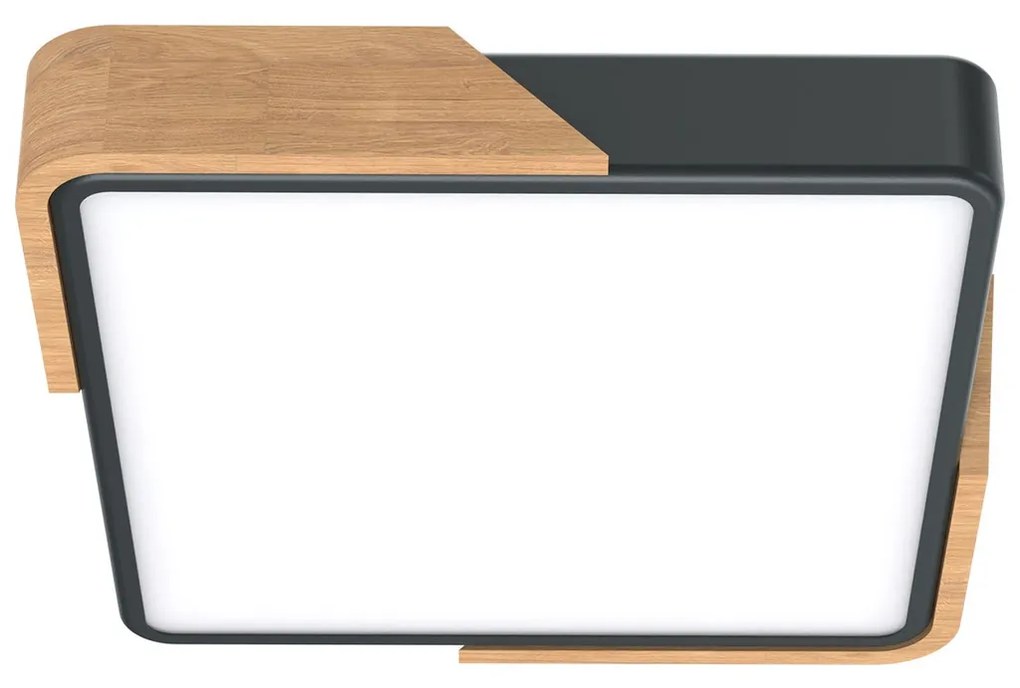 Plafoniera LED Quadrata 18W CCT 30x30cm Legno/Nero