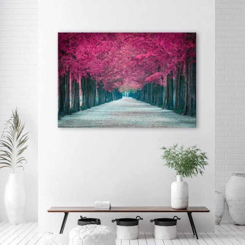 Quadro su tela, Avenue of Pink Trees  Dimensioni 100x70