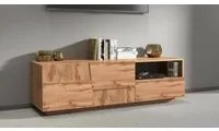 Mobile porta TV Dcoulibal, Credenza bassa da soggiorno con 2 ante e 1 cassetto, Base porta TV, 150x44h46 cm, Rovere