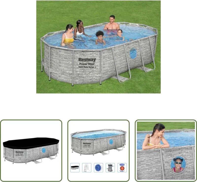 vidaXL Piscina con pompa - Bestway Set Piscina Power Steel 427x250x100 cm