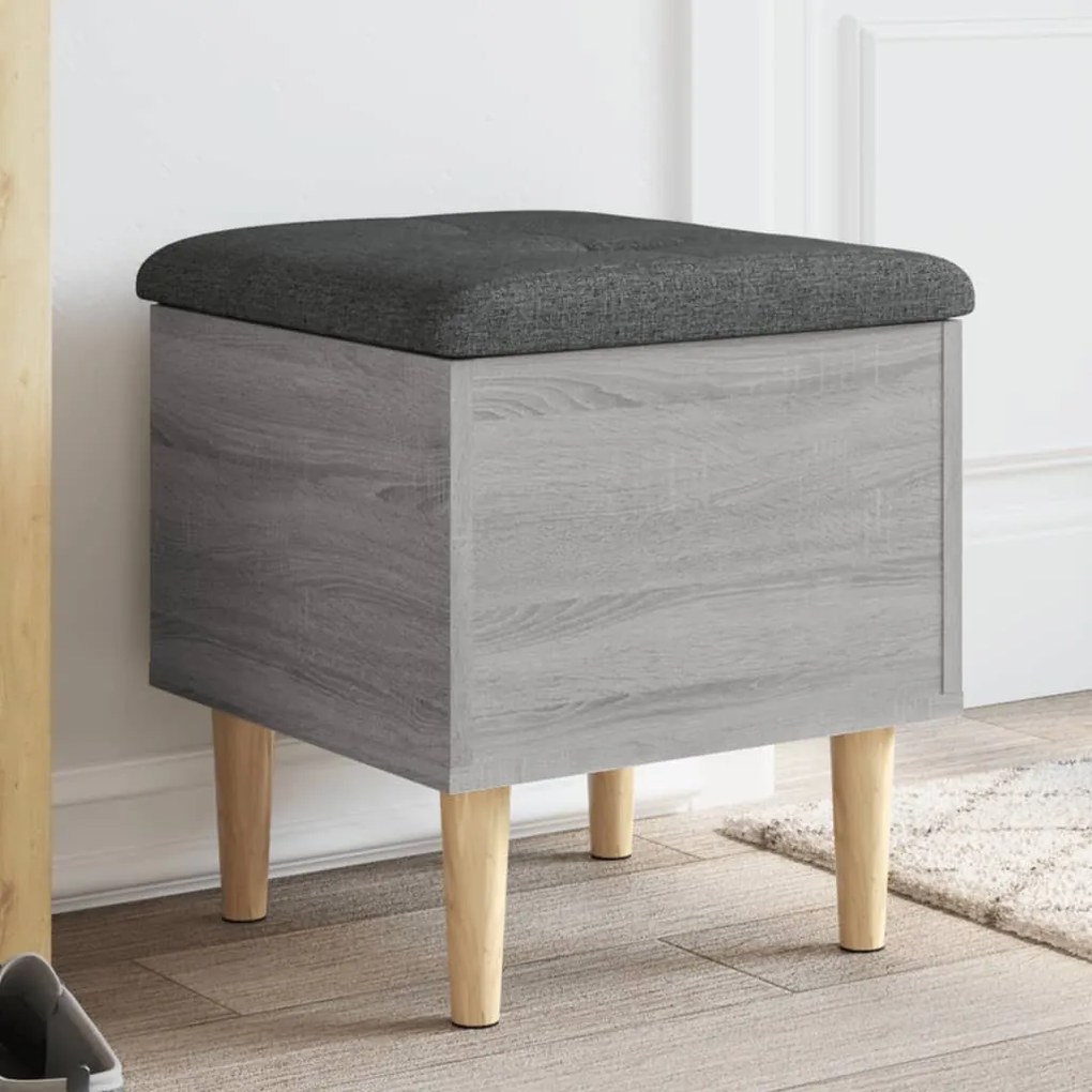 Panca Portaoggetti Grigio Sonoma 42x42x46 Cm Legno Multistrato /