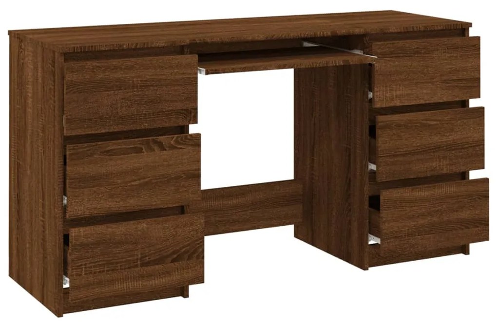 Scrivania rovere marrone 140x50x77 cm in legno multistrato