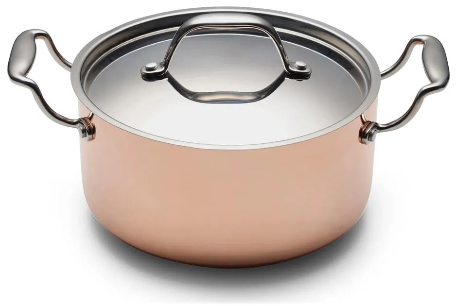 Pentola in acciaio inox e rame con coperchio incluso adatta all'induzione 3 l – Blomsterbergs