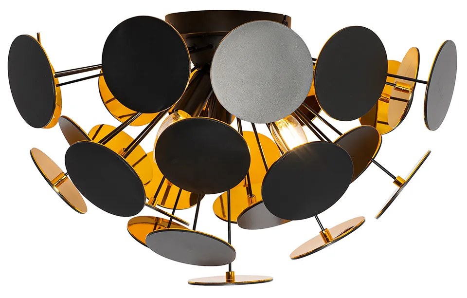 Lampada a sospensione di design nera con oro 54 cm 3 luci - Cerchio