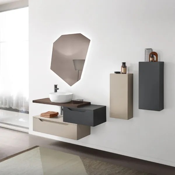 Cassetto bagno sospeso 60 cm GIGLIO Grafite Opaco