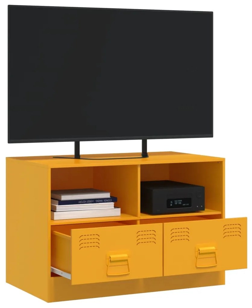 Mobili tv 2 pz giallo senape 67x39x44 cm in acciaio