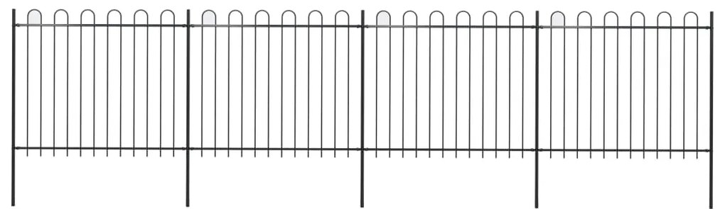 Recinzione Giardino Con Punta Tonda İn Acciaio 6,8x1,5m Nera /