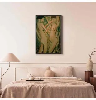 Quadro - Zwei Mädchen (Otto Mueller) In cornice nera di legno 60x90