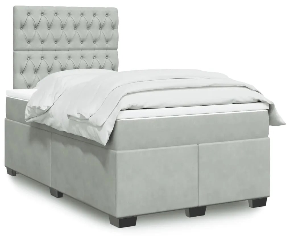 Giroletto A Molle Con Materasso Grigio Chiaro 120x190cm Velluto /