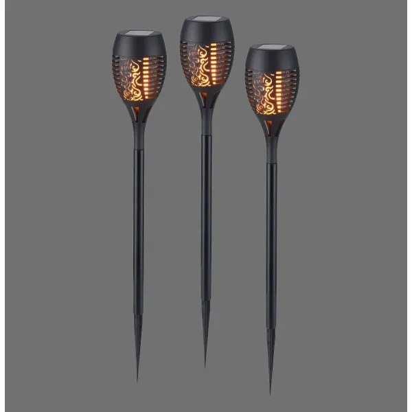 JUST LIGHT. 19106-18-3 - Set 3x LED lampade solari FACKEL LED/0,24W/1,2V nero