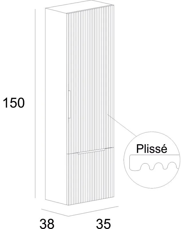 Colonna bagno Modula Baden Haus 1 cassetto 1 anta P 38 x L 35 x H 150 cm grigio opaco cannettato