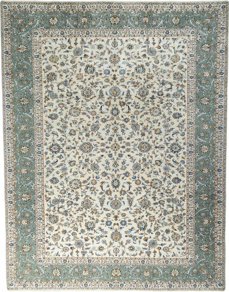 Kashan Tappeto 310 x 400 Beige (Iran) Annodato A Mano