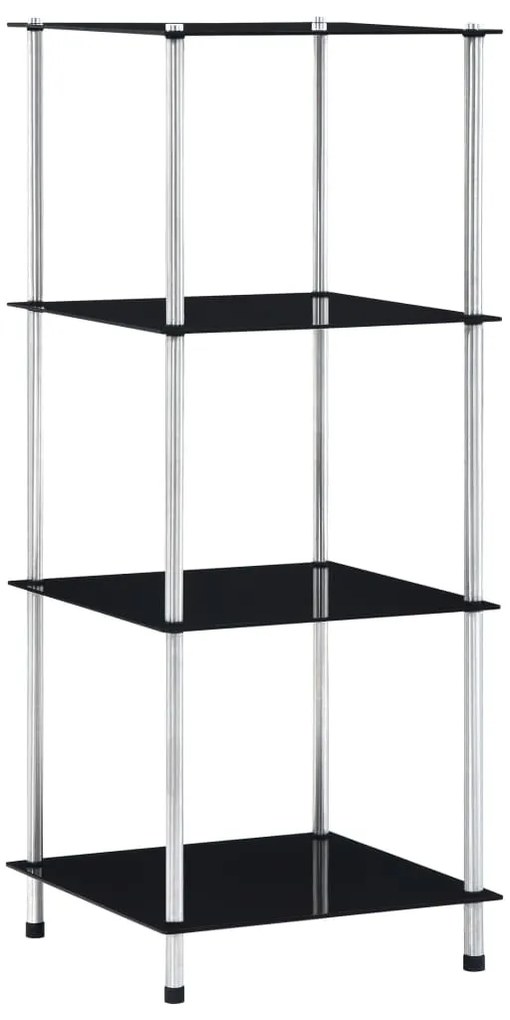 Scaffale A 4 Livelli Nero 40x40x100 Cm İn Vetro Temperato /