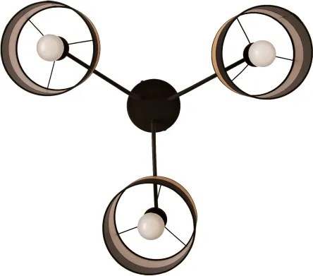 Plafoniera ALBA 3xE27/15W/230V Ø 66 cm nero/marrone