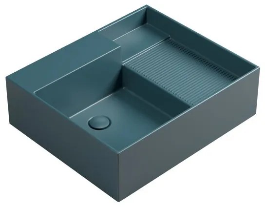 Lavabo da appoggio Nobu COLAVENE rettangolare in ceramica L 60 x H 21 x P 50 cm petrolio opaco piletta non inclusa