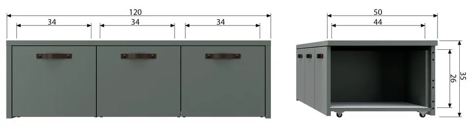 Mobile per bambini verde-grigio in legno di pino 120x36 cm Stage - vtwonen