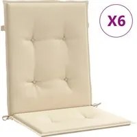 Cuscini per Sedie da Giardino 6 pz Beige 100x50x3 cm