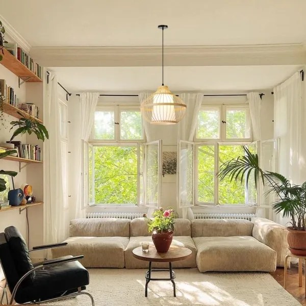 Immax 08256L - Lampadario a sospensione con filo PINCHOS 1xE27/40W/230V diametro 40 cm bambù