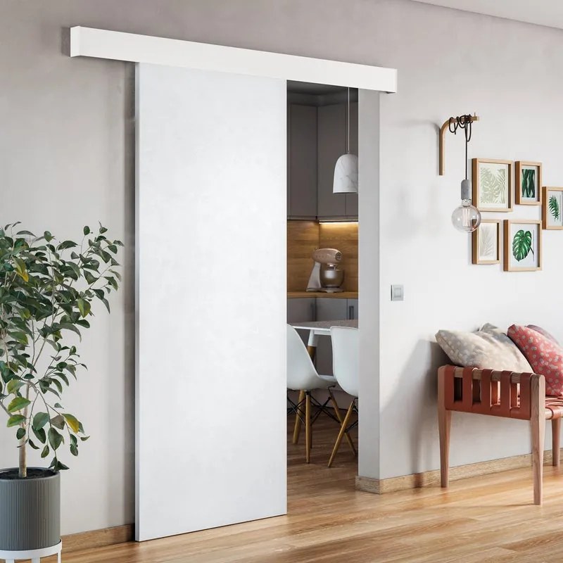 Porta scorrevole Side in mdf bianco, L 93 x H 212 cm, con binario Atelier bianco Reversibile