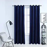 Tende Oscuranti con Anelli 2 pz Blu Scuro in Velluto 140x245 cm 134530