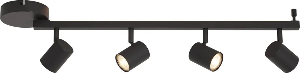 Faretto da soffitto moderno nero a 4 luci GU10 50mm con retroilluminazione e interruttore a 3 posizioni - Back Up