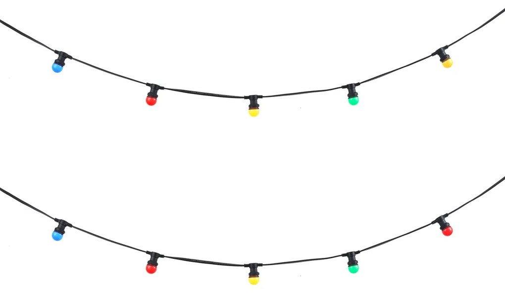 Ghirlanda luminosa nera collegabile con spina 6m incl. 10 luci multicolore E27 IP65 - Lubber