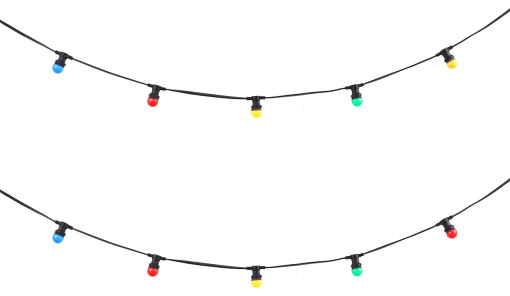 Illuminazione per feste nera collegabile con spina 6m incl. E27 multicolore 10 luci IP54 - Lubber