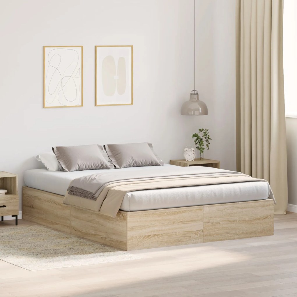 Struttura letto rovere di sonoma legno ingegnerizzato matrimoniale