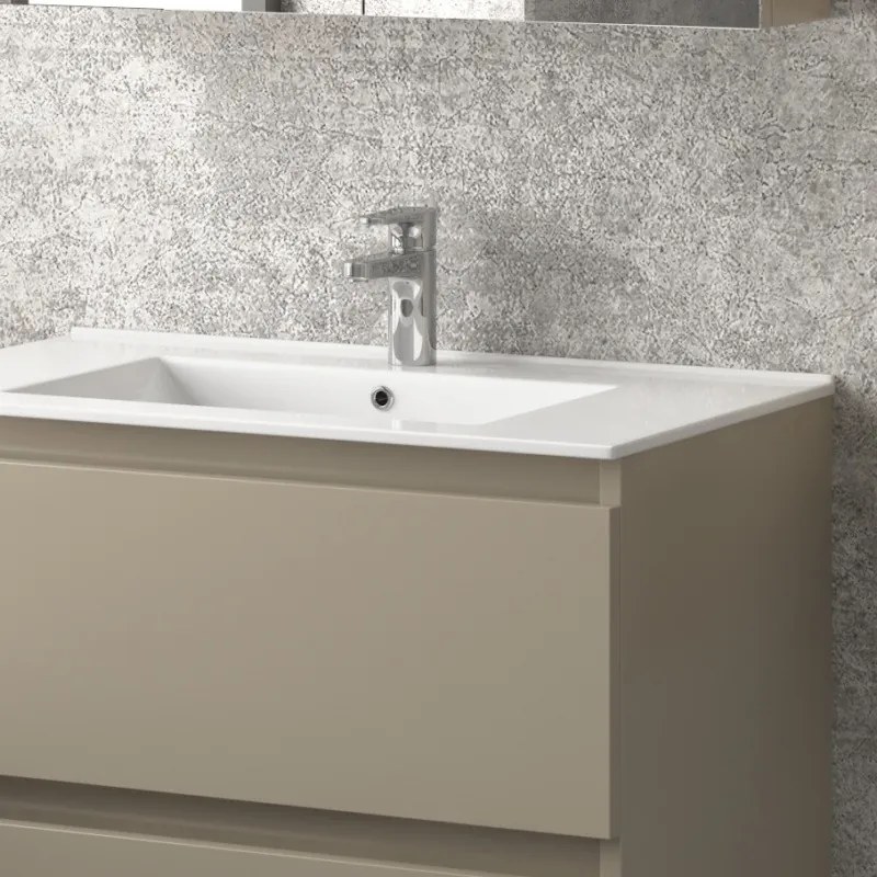 Mobile bagno sospeso 80cm con lavabo integrato e 2 cassetti TOD-80L - KAMALU