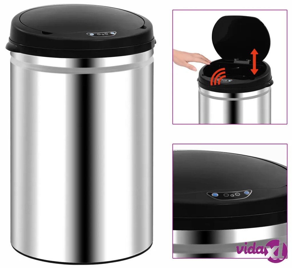 vidaXL Pattumiera Automatica con Sensore 30 L in Acciaio Inossidabile