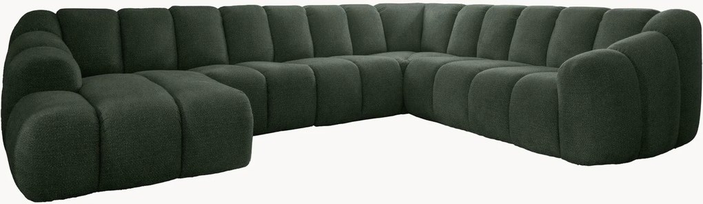 Divano angolare panoramico 8 posti in ciniglia Shell