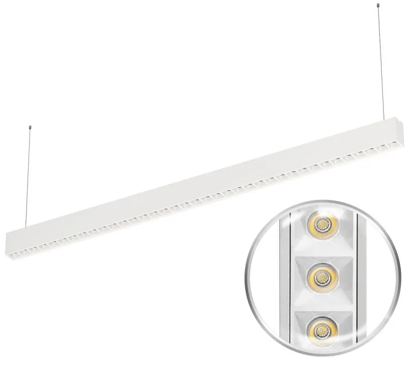 Lampada Sospesa LED 40W 120cm DALI2 con driver Philips Bianca o nera Colore Bianco Variabile CCT, Colore del corpo Bianco