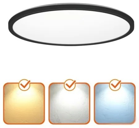 Lampada LED bagno NIVERA LED/18W/230V IP54 Ø30 cm nera con sensore + DO