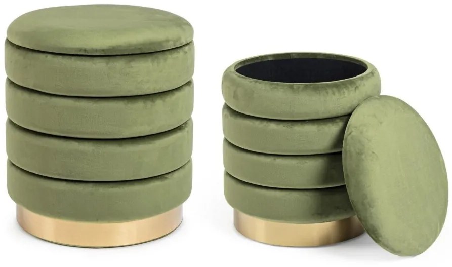 Set di 2 pouf DARINA colore oliva