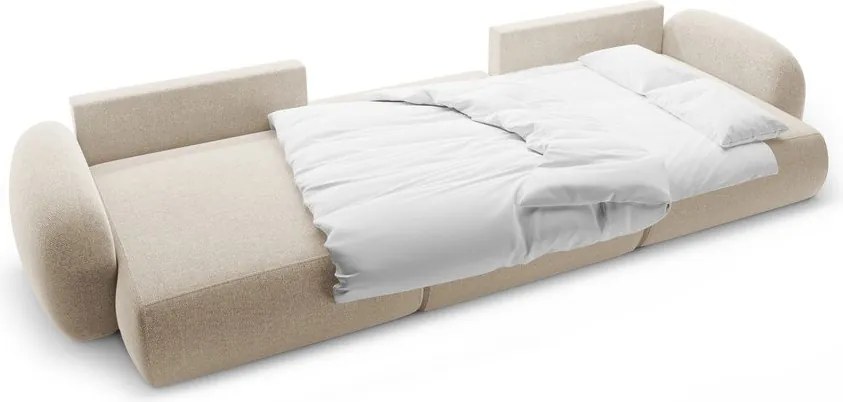 Divano angolare beige allungabile/con contenitore (a U) con rivestimento in ciniglia Tonale – Cosmopolitan Design