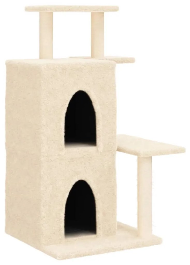 Albero per gatti con tiragraffi in sisal crema 97 cm