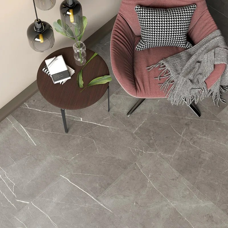 SPC da incollare per pavimento e rivestimento effetto pietra grigio Sp 3 mm CERAMIN serie Ceramin Tiles 3.7 m²